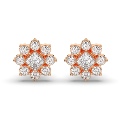 Chic Cluster Round & Princess Lab-Grown Diamond Earrings