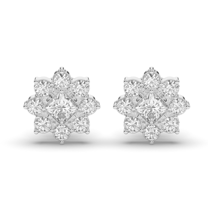 Chic Cluster Round & Princess Lab-Grown Diamond Earrings