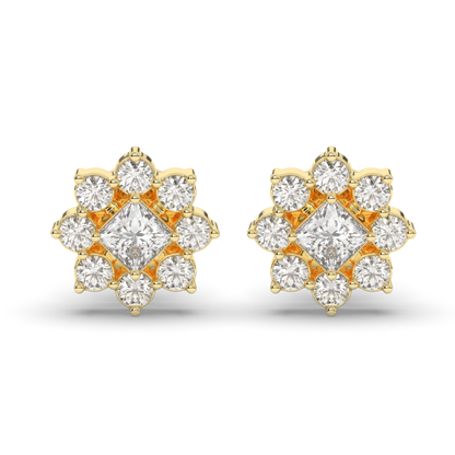 Chic Cluster Round & Princess Lab-Grown Diamond Earrings