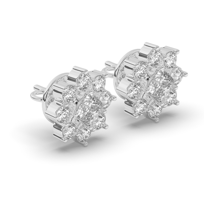 Chic Cluster Round & Princess Lab-Grown Diamond Earrings