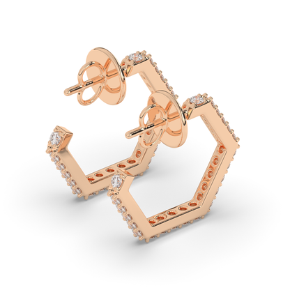 Modern Hexa Lab-Grown Diamond Huggies and Hoops