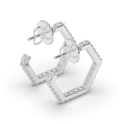 Modern Hexa Lab-Grown Diamond Huggies and Hoops