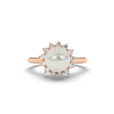 Pearl Halo Lab-Grown Diamond Engagement Ring