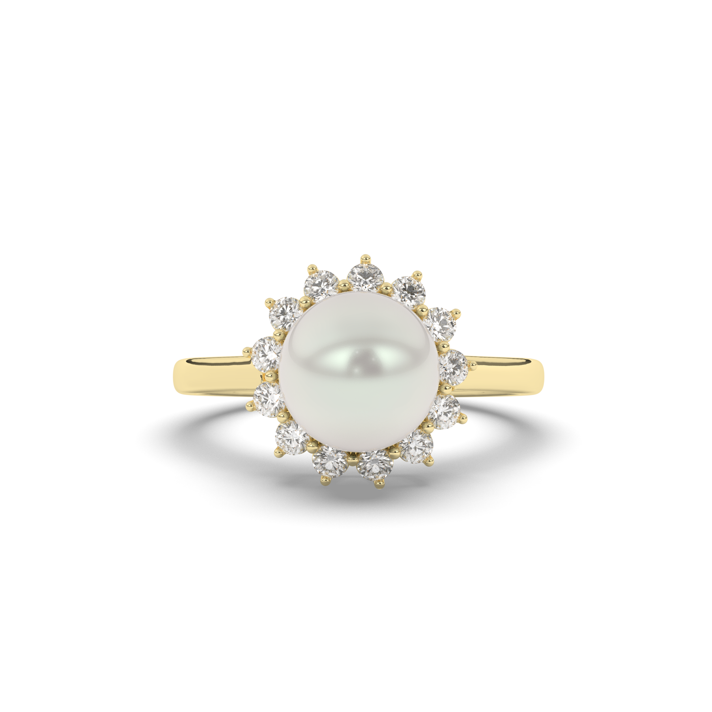 Pearl Halo Lab-Grown Diamond Engagement Ring