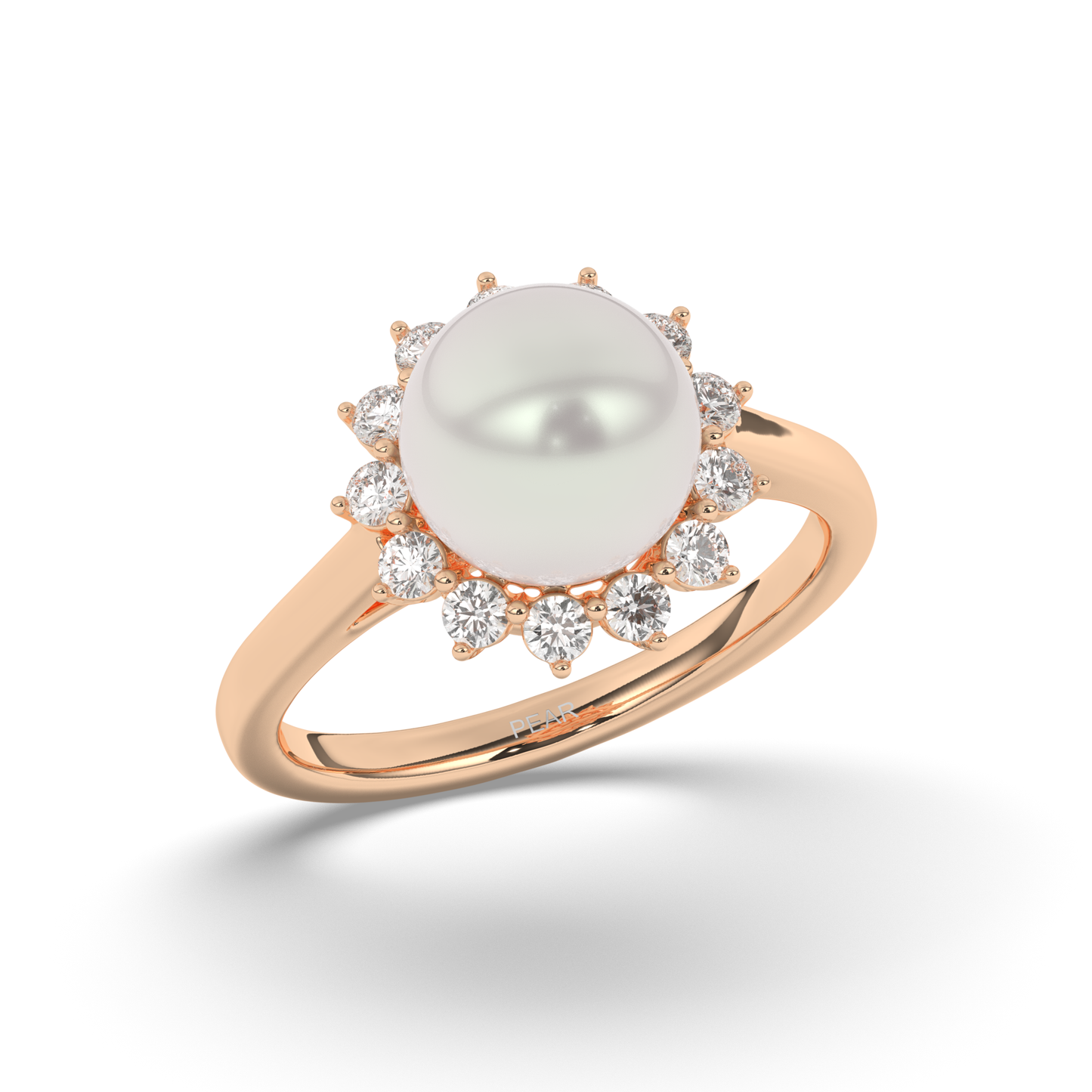 Pearl Halo Lab-Grown Diamond Engagement Ring