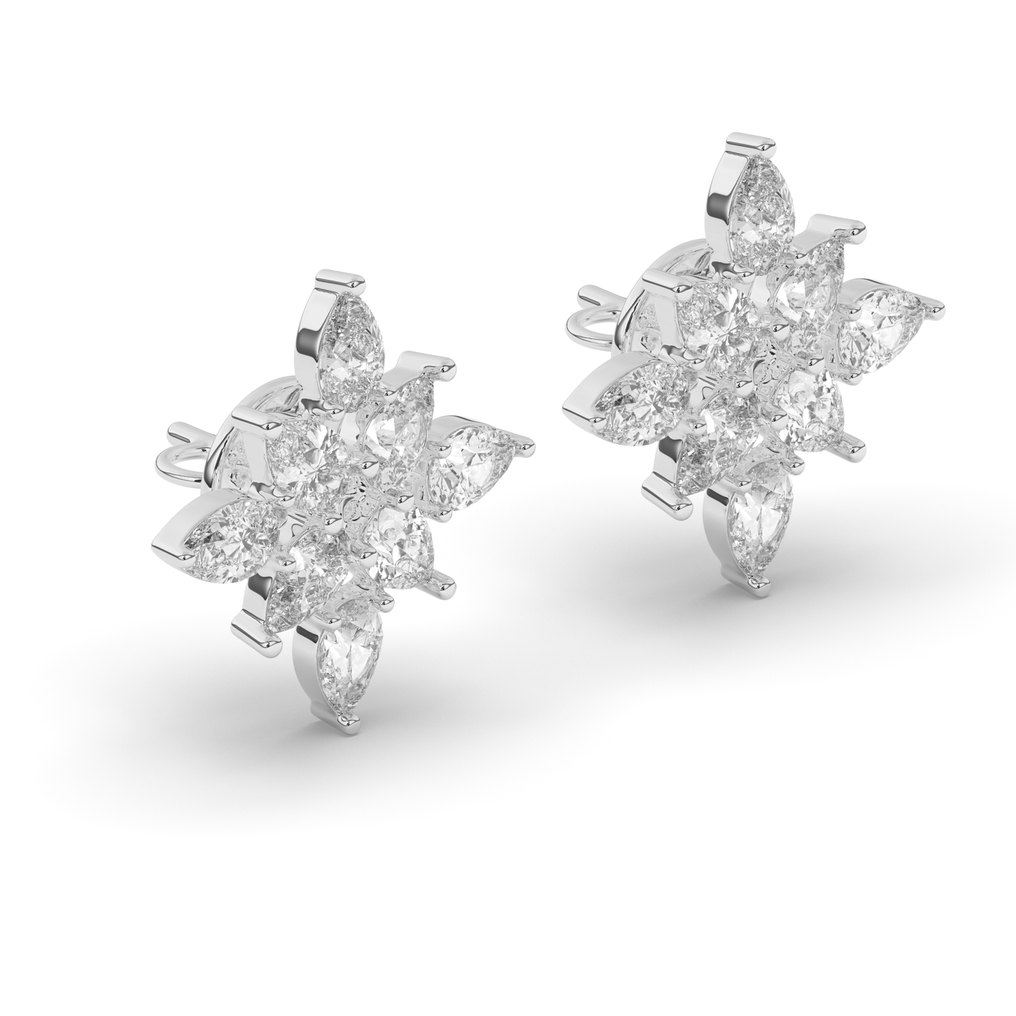 Round & Baguette Lab-Grown Diamond Luxe Cluster Earrings