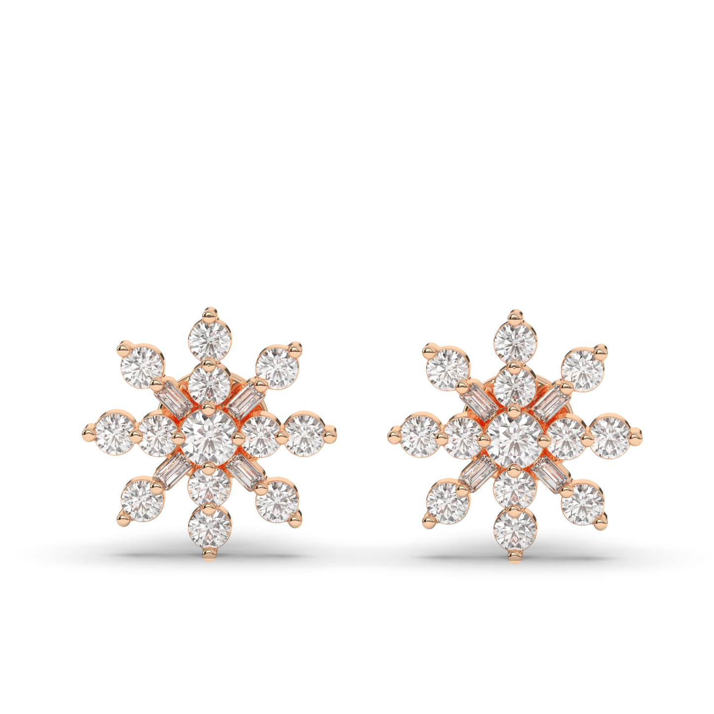 Round & Baguette Lab-Grown Diamond Luxe Cluster Earrings