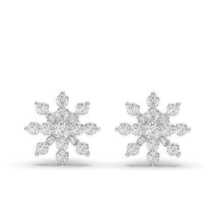 Round & Baguette Lab-Grown Diamond Luxe Cluster Earrings