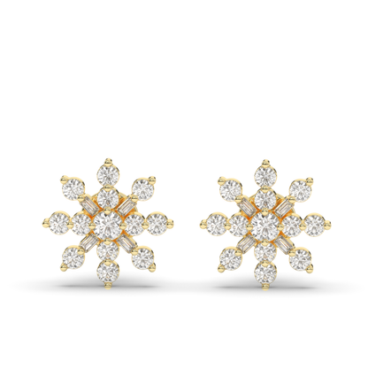 Round & Baguette Lab-Grown Diamond Luxe Cluster Earrings