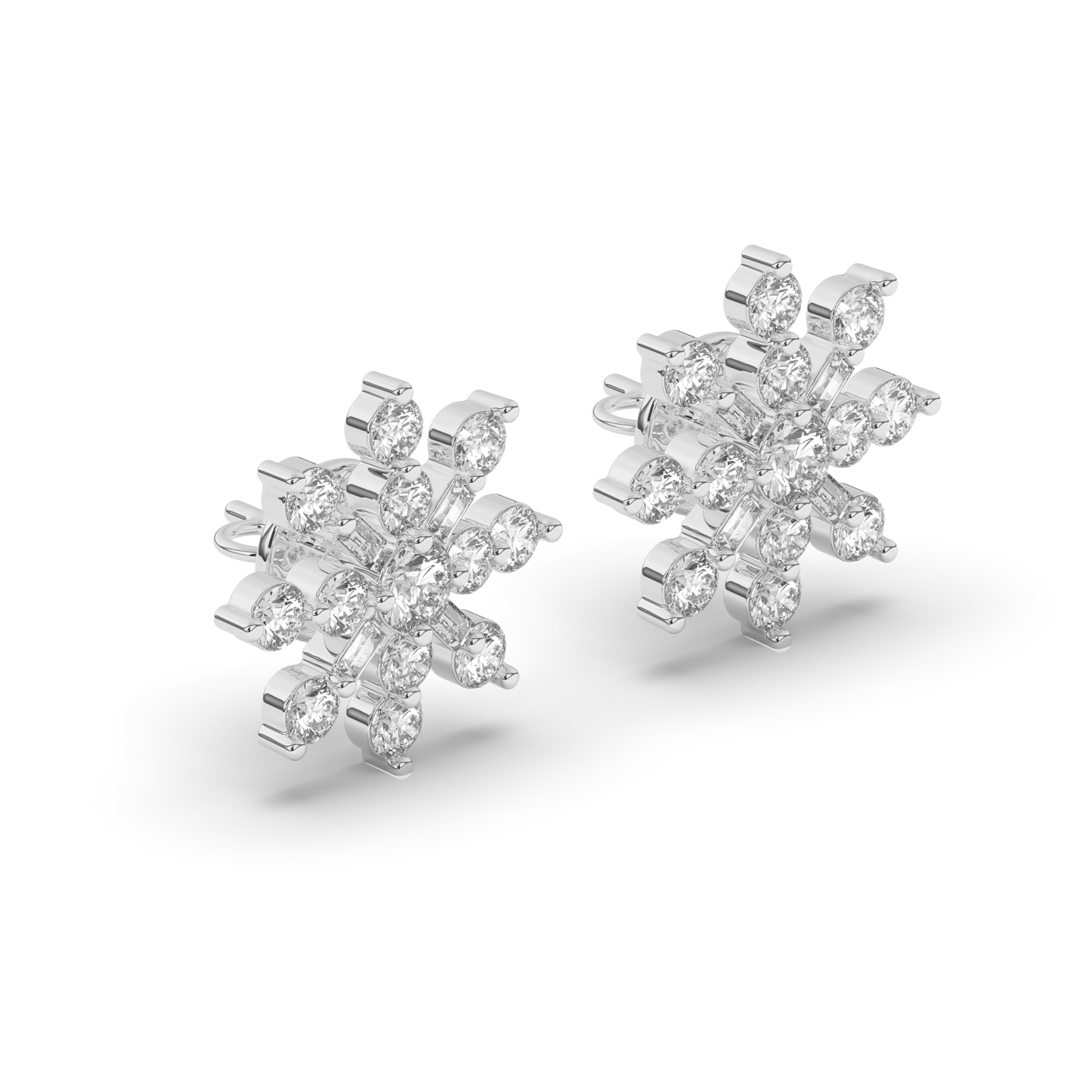 Round & Baguette Lab-Grown Diamond Luxe Cluster Earrings