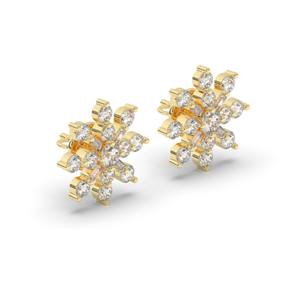 Round & Baguette Lab-Grown Diamond Luxe Cluster Earrings