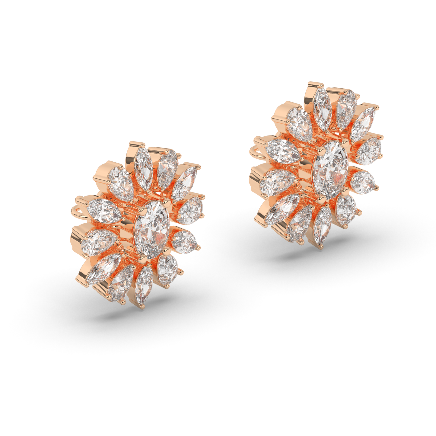 Exquisite Mixed Shape Lab-Grown Diamond Cluster Earrings