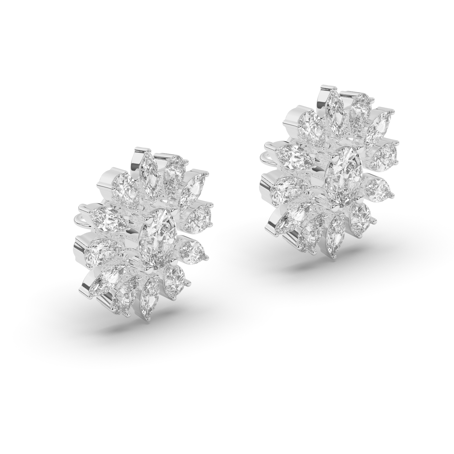 Exquisite Mixed Shape Lab-Grown Diamond Cluster Earrings