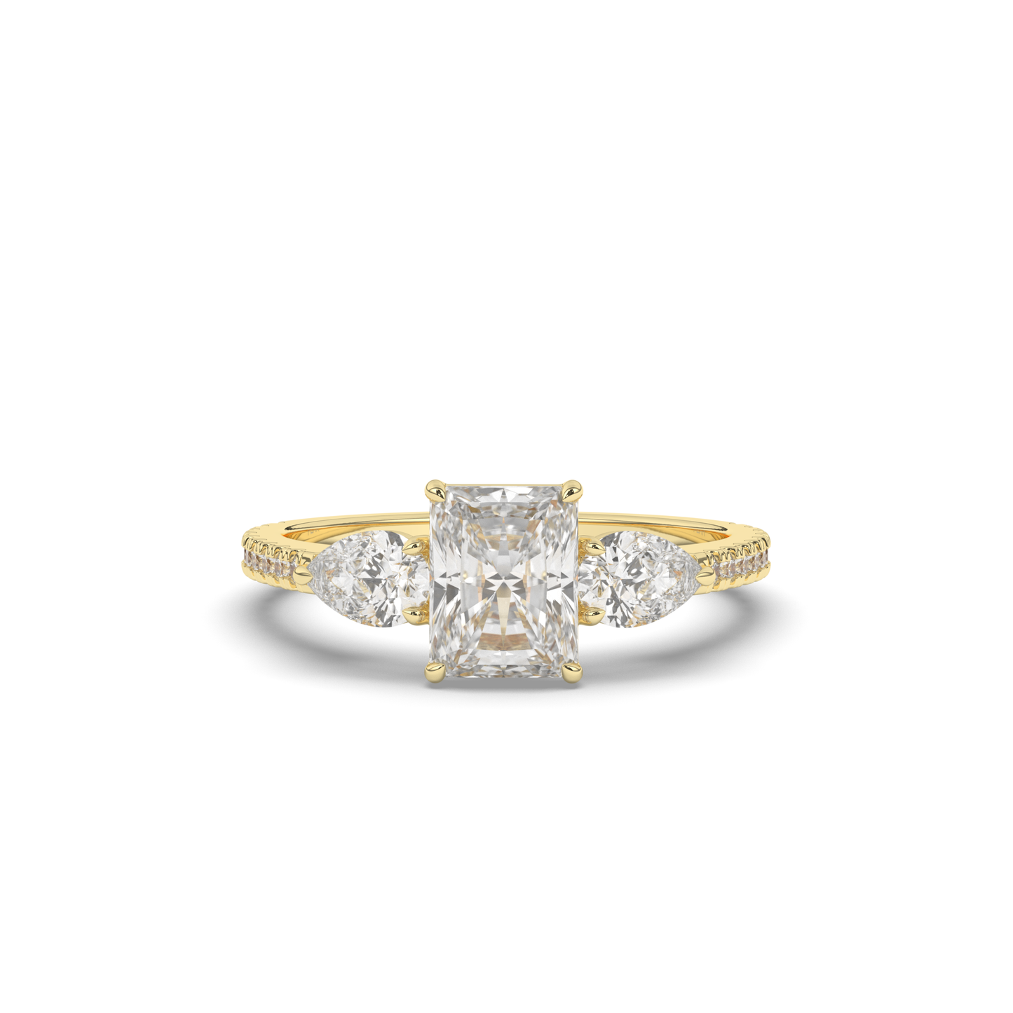 Three Stone Radiant Lab-Grown Diamond Ring