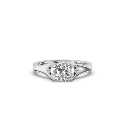 Round Lab-Grown Diamond Solitaire Cushion Ring