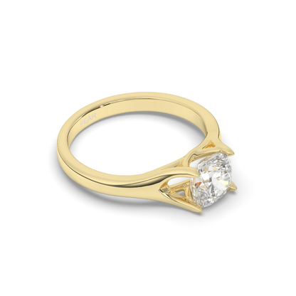 Round Lab-Grown Diamond Solitaire Cushion Ring