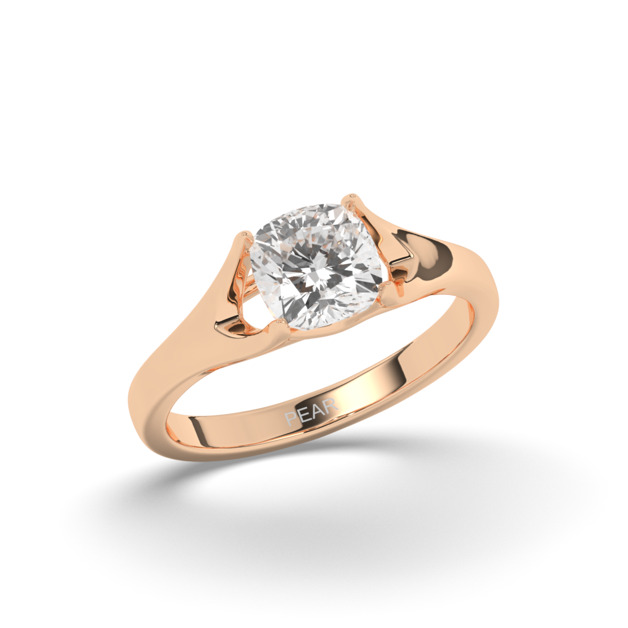 Round Lab-Grown Diamond Solitaire Cushion Ring