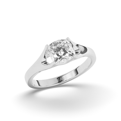 Round Lab-Grown Diamond Solitaire Cushion Ring