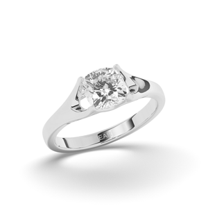 Round Lab-Grown Diamond Solitaire Cushion Ring