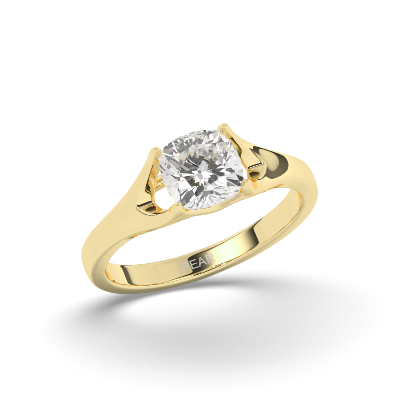 Round Lab-Grown Diamond Solitaire Cushion Ring