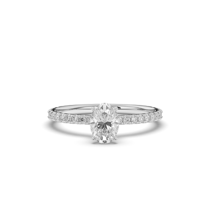 Lab-Grown Diamonds Solitaire Oval Side Stone Ring