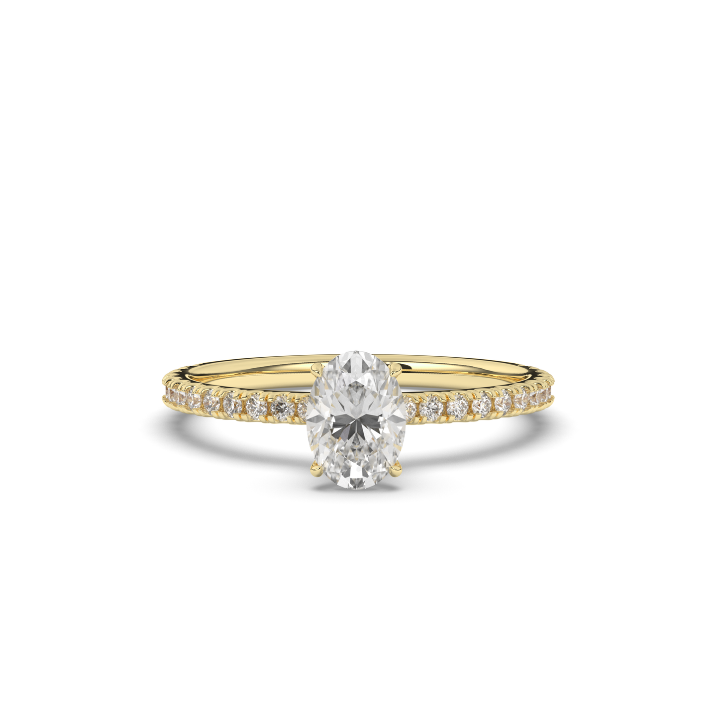 Lab-Grown Diamonds Solitaire Oval Side Stone Ring