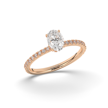 Lab-Grown Diamonds Solitaire Oval Side Stone Ring