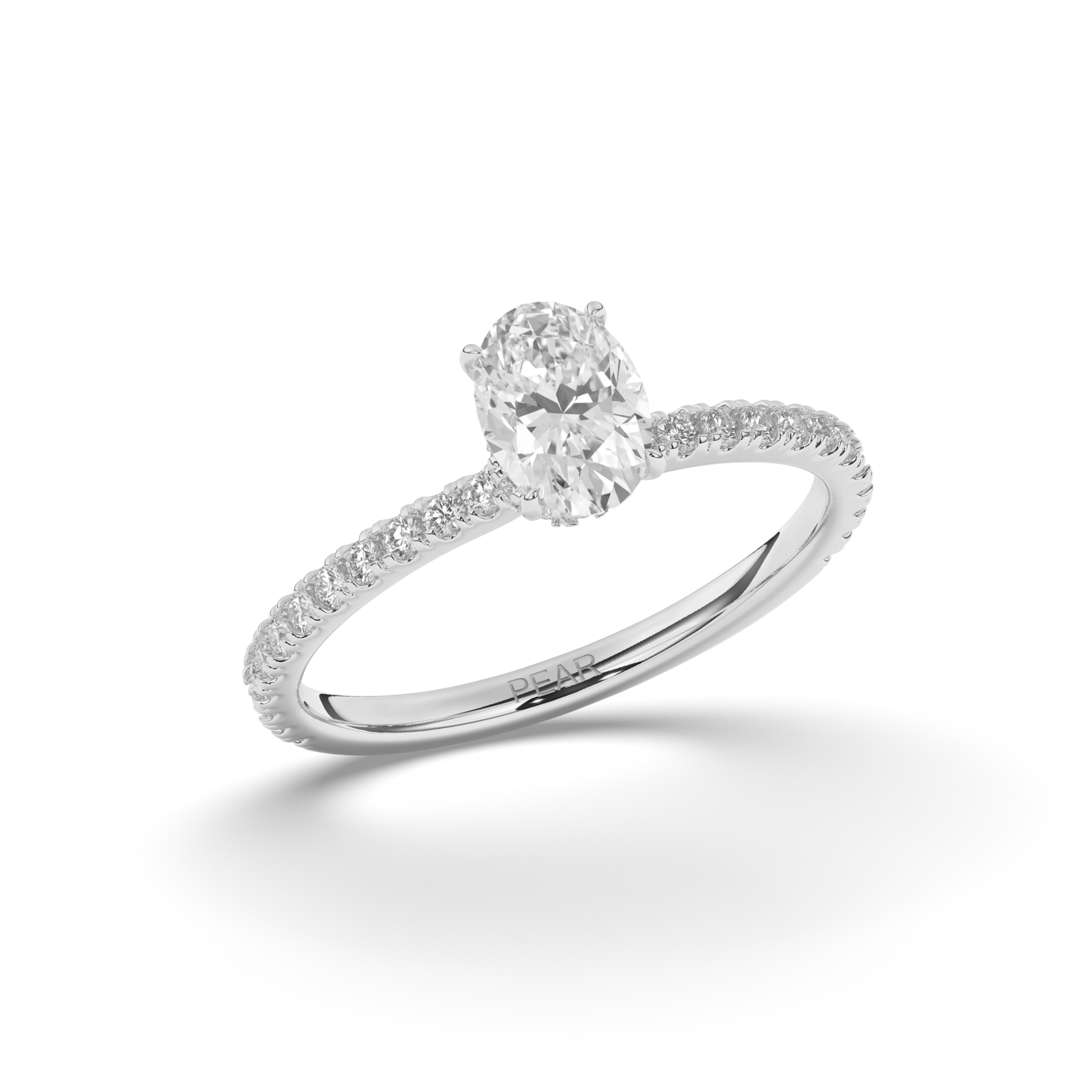 Lab-Grown Diamonds Solitaire Oval Side Stone Ring