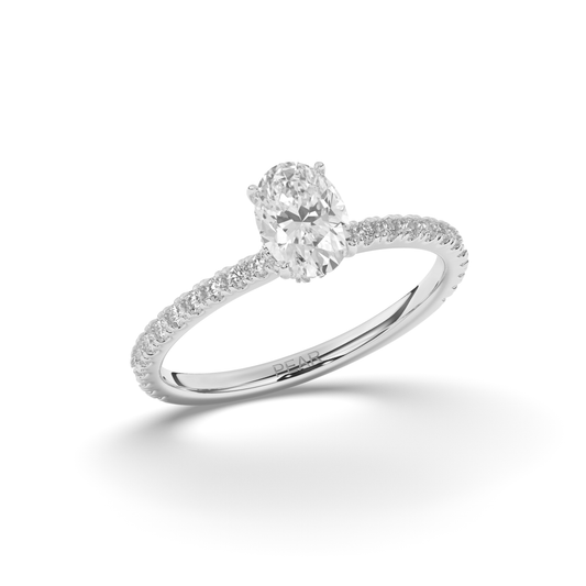 Lab-Grown Diamonds Solitaire Oval Side Stone Ring