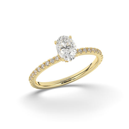 Lab-Grown Diamonds Solitaire Oval Side Stone Ring