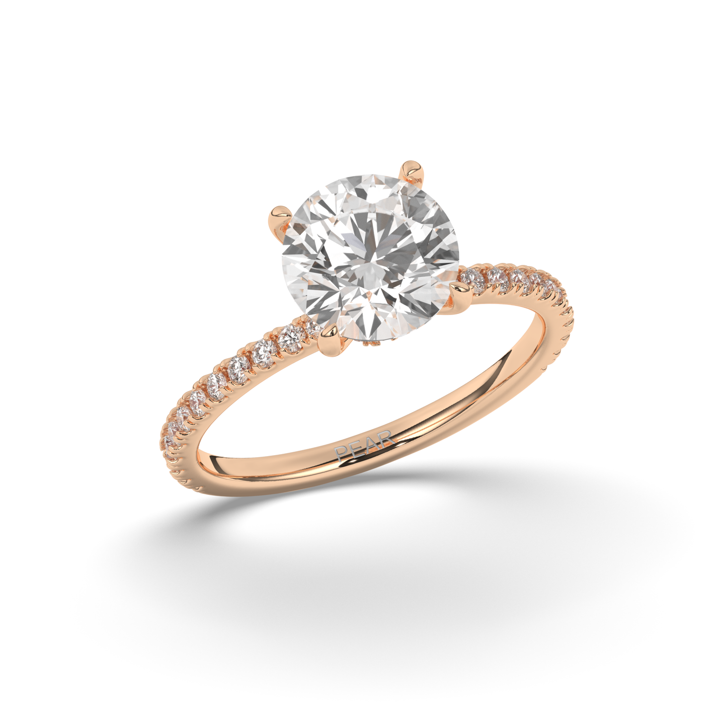 Lab-Grown Diamonds Solitaire Round with Side Stones Ring