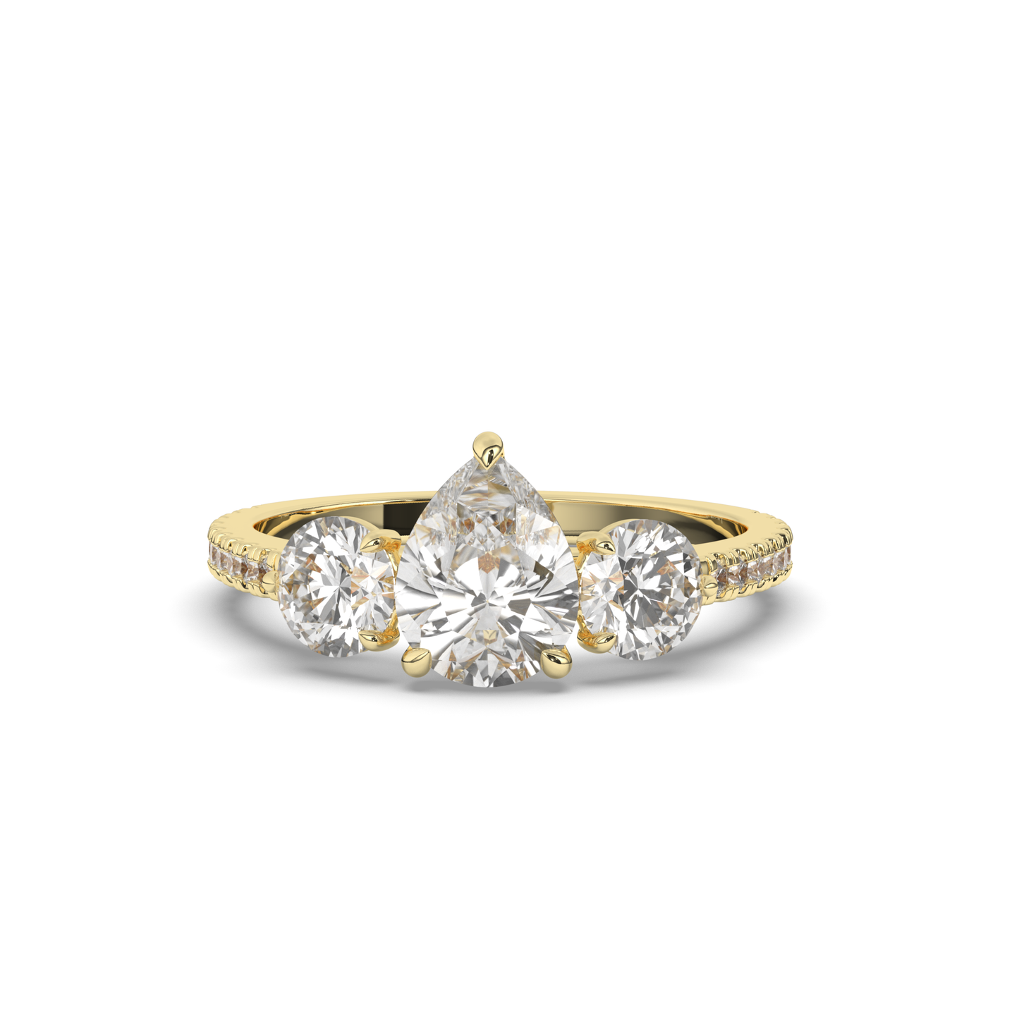 Three Stone Solitaire Ring Pear