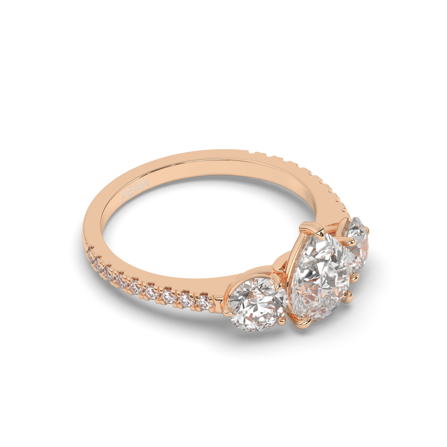 Three Stone Solitaire Ring Pear