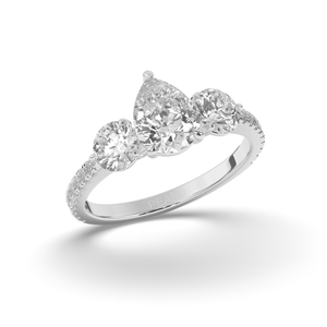 Three Stone Solitaire Ring Pear