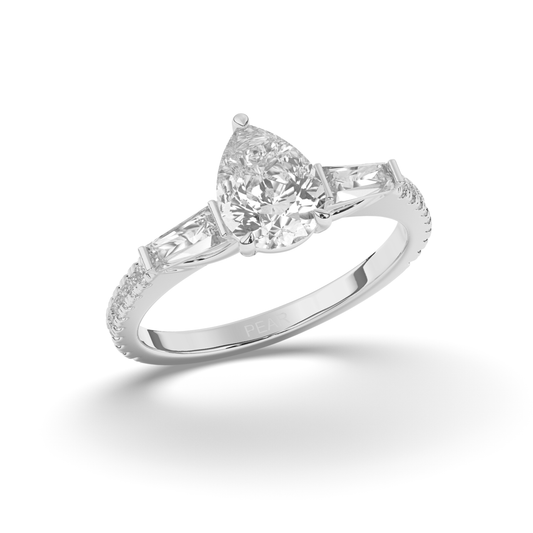 Lab-Grown Diamonds Solitaire Pear & Baguette Ring