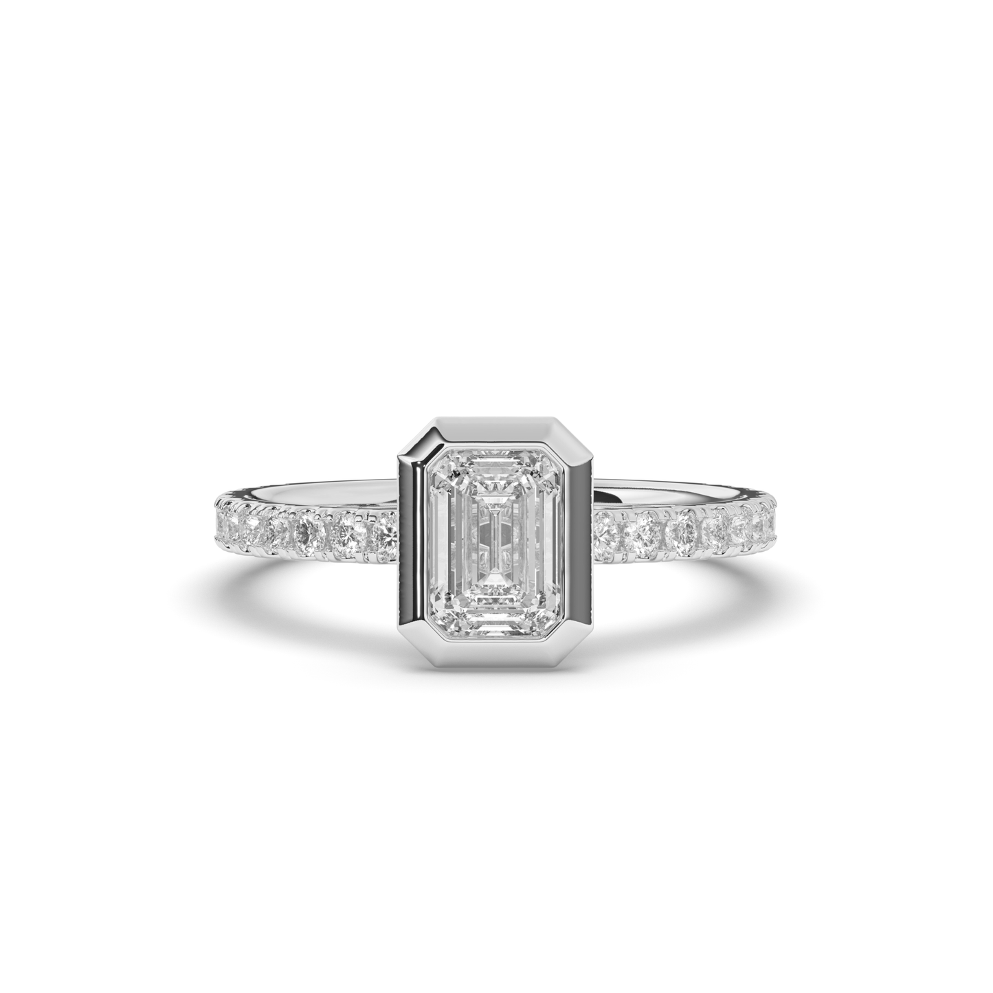 Emerald Bezel Lab-Grown Diamond Engagement Ring