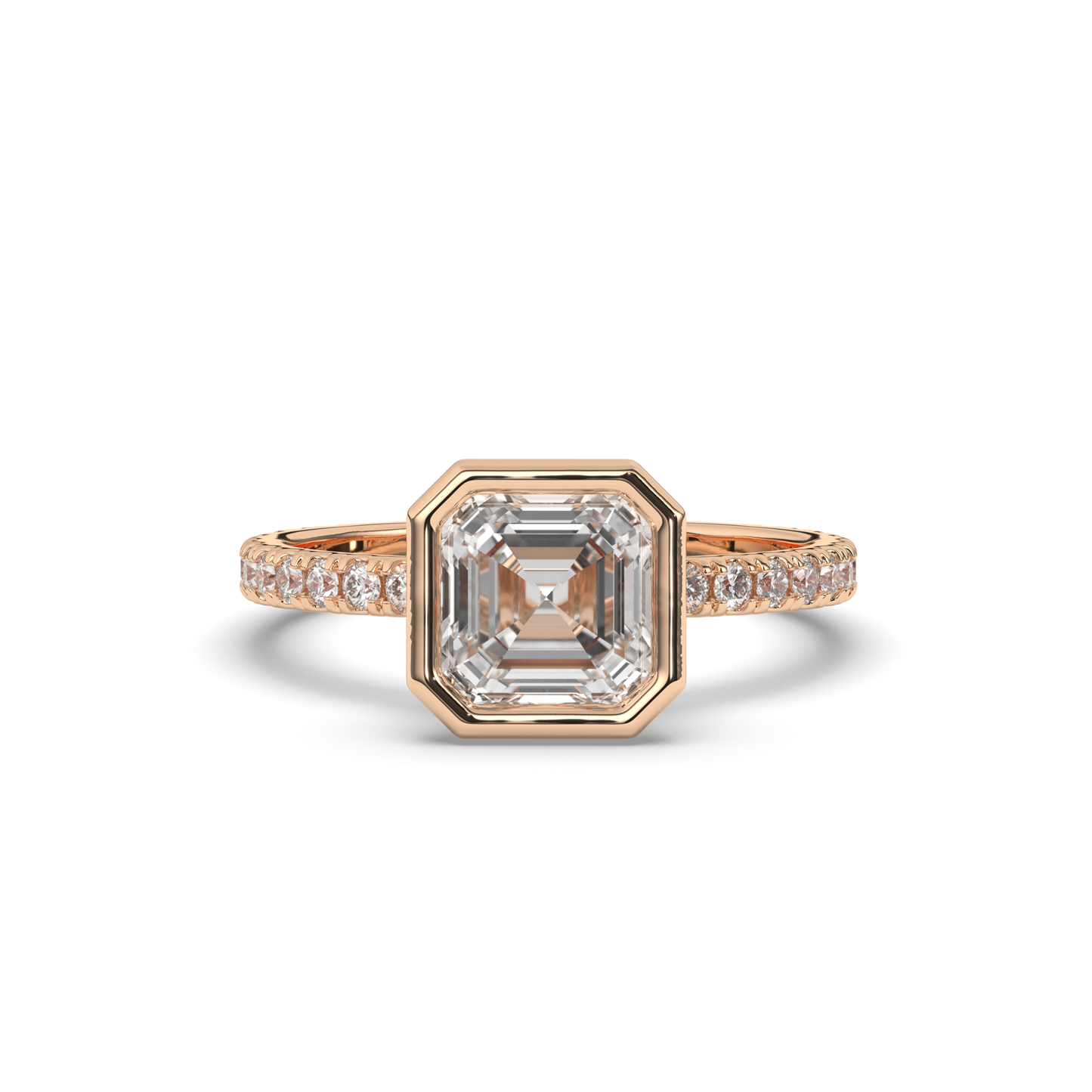 Asscher Bezel Lab-Grown Diamond Engagement Ring