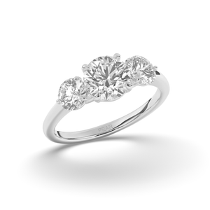 Elegant Three Stone Round Lab-Grown Diamond Ring with Classic Charm