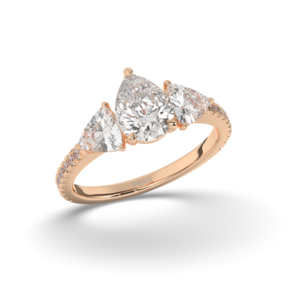 Classic Three-Stone Pear & Trillion Lab-Grown Diamond Engagement Ring