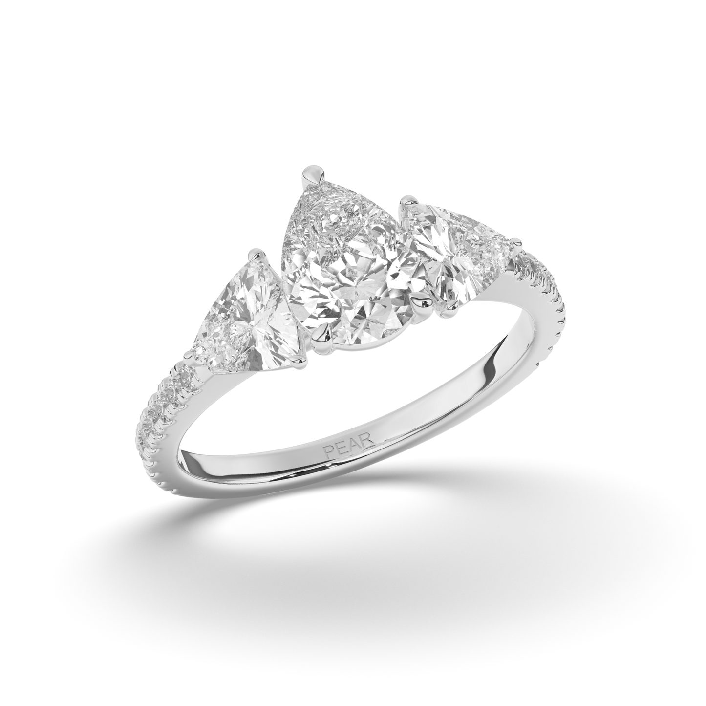 Classic Three-Stone Pear & Trillion Lab-Grown Diamond Engagement Ring