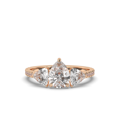 Classic Three-Stone Pear & Trillion Lab-Grown Diamond Engagement Ring