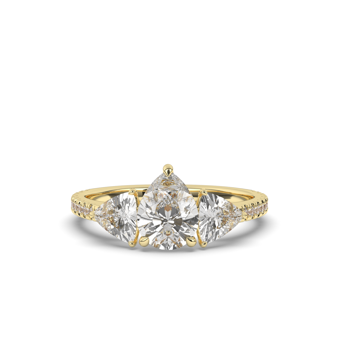 Classic Three-Stone Pear & Trillion Lab-Grown Diamond Engagement Ring