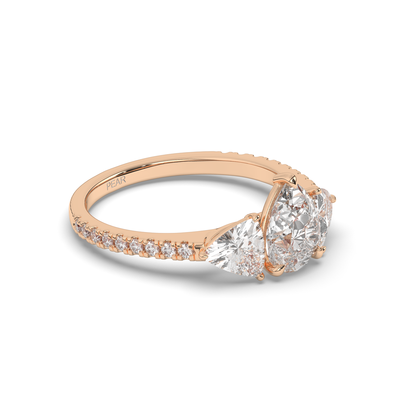 Classic Three-Stone Pear & Trillion Lab-Grown Diamond Engagement Ring