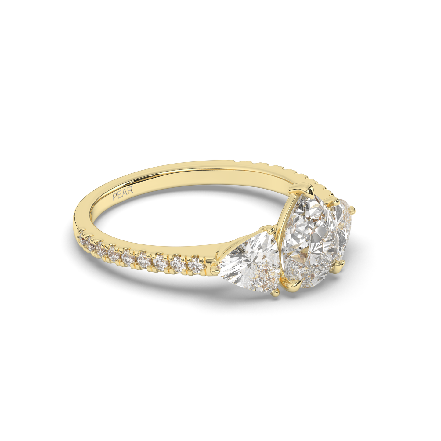 Classic Three-Stone Pear & Trillion Lab-Grown Diamond Engagement Ring