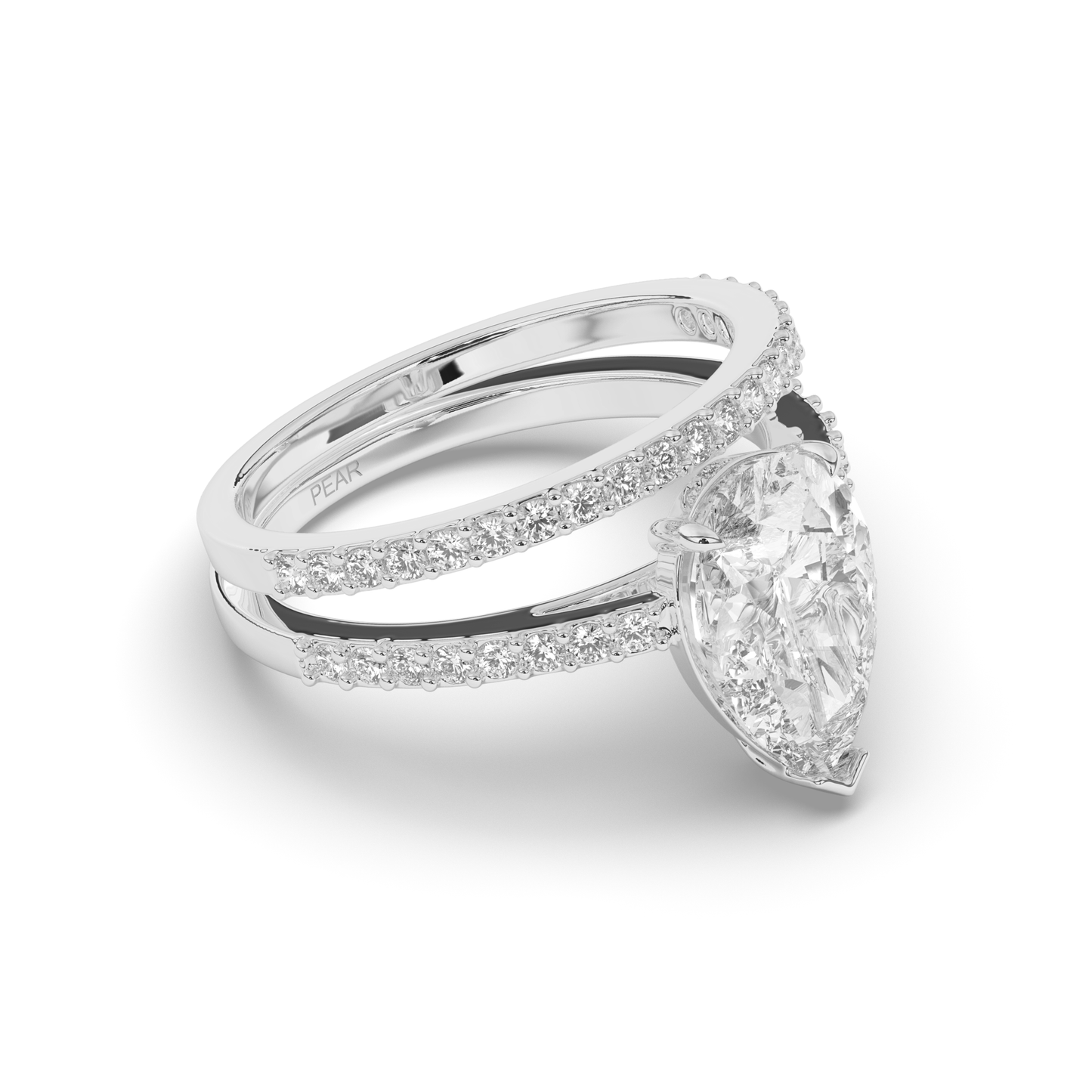 Pear Lab-grown Diamond Parallel Split Wedding Band