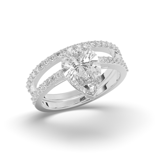 Pear Lab-grown Diamond Parallel Split Wedding Band