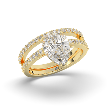 Pear Lab-grown Diamond Parallel Split Wedding Band