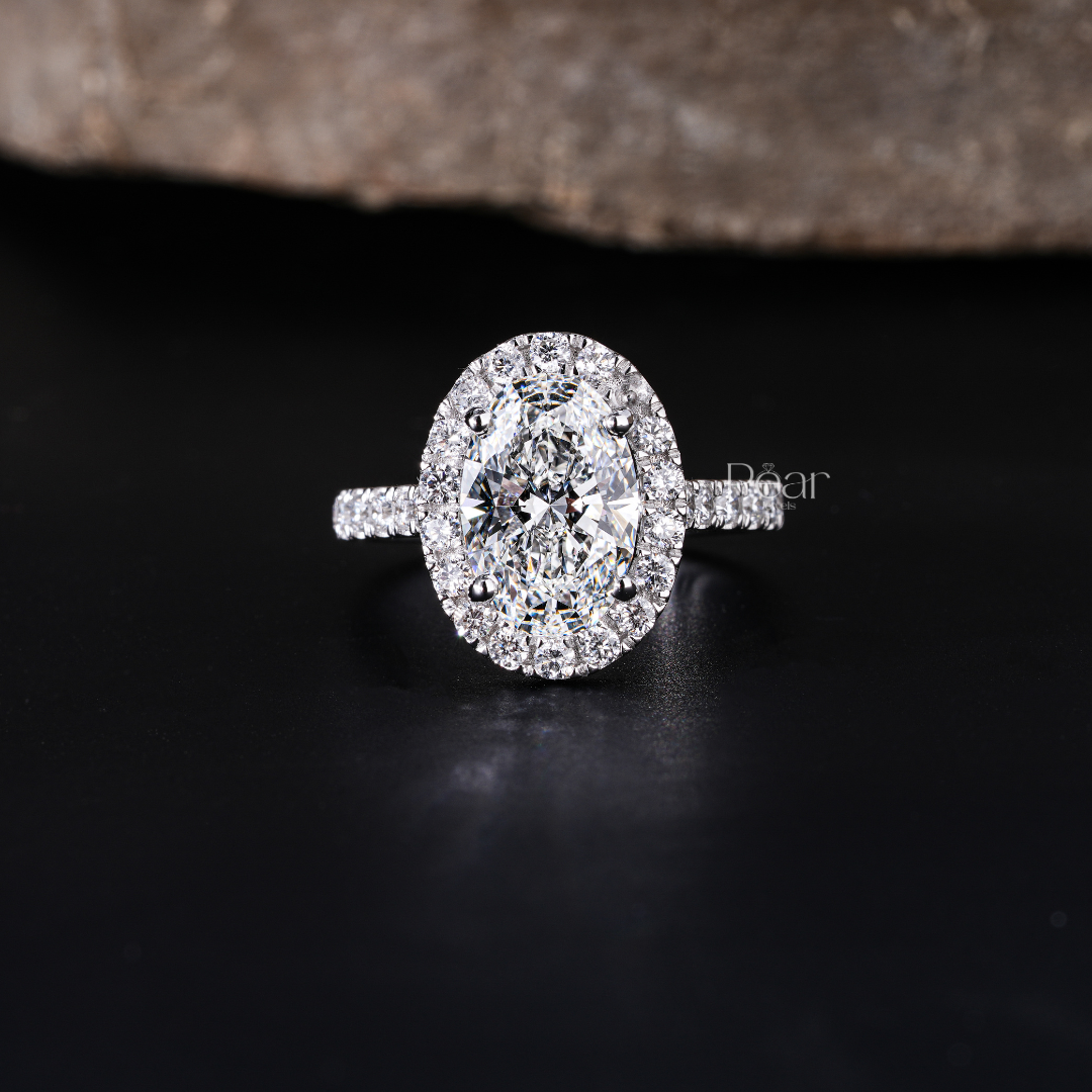 Double Halo Oval & Round Lab Grown Diamond Engagement Ring