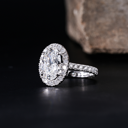 Double Halo Oval & Round Lab Grown Diamond Engagement Ring