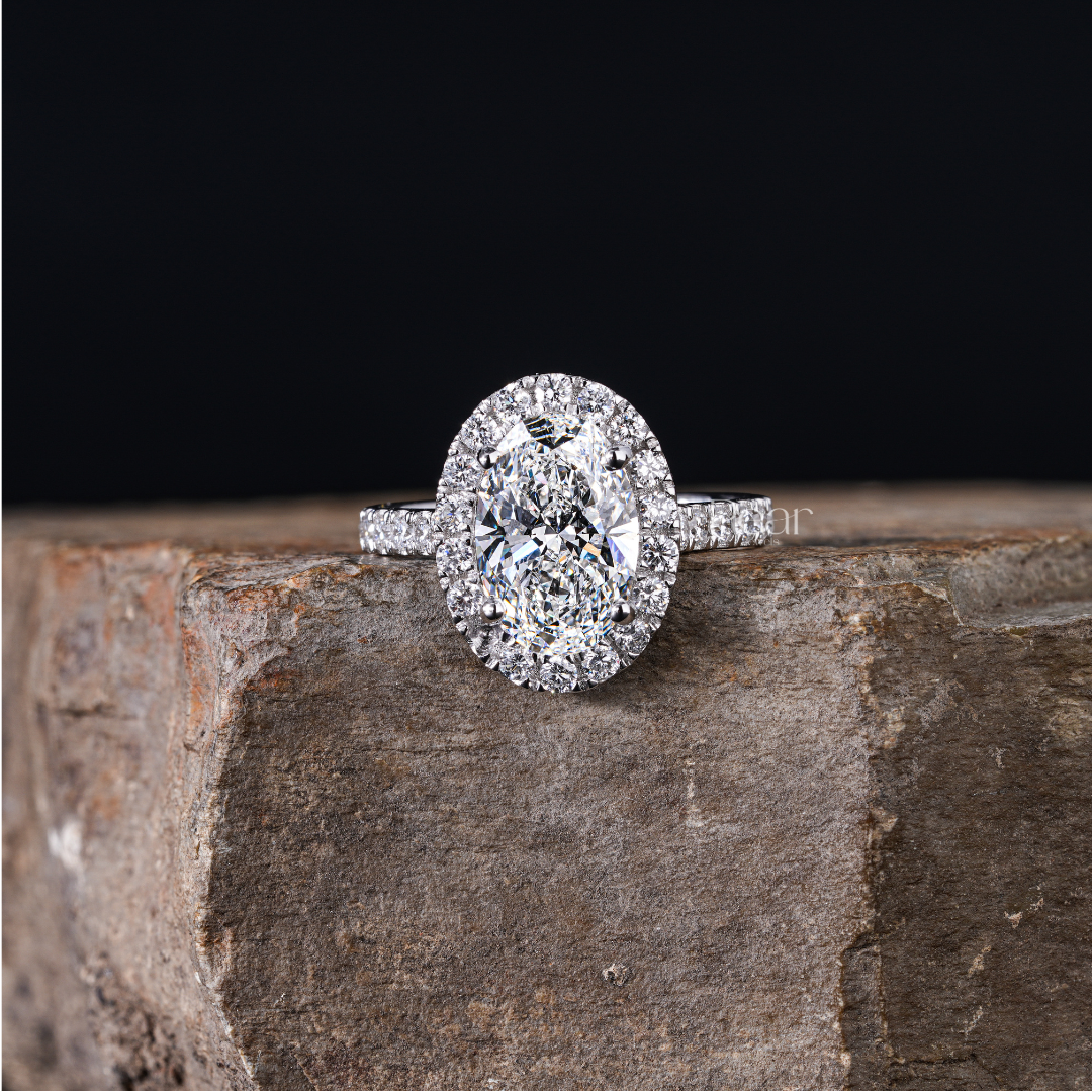 Double Halo Oval & Round Lab Grown Diamond Engagement Ring